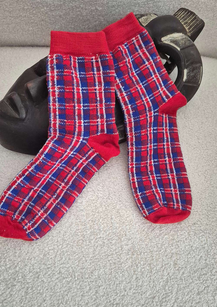 Ayo Wool Socks Red+ Blue